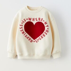 NWT Zara organic cotton blend heart sweatshirt 9-12M